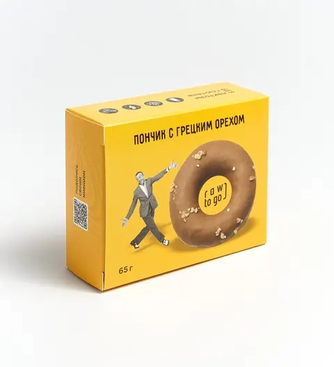 Пончик с грецким орехом 65 гр RAW TO GO