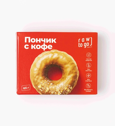 Пончик с кофе 65 гр RAW TO GO