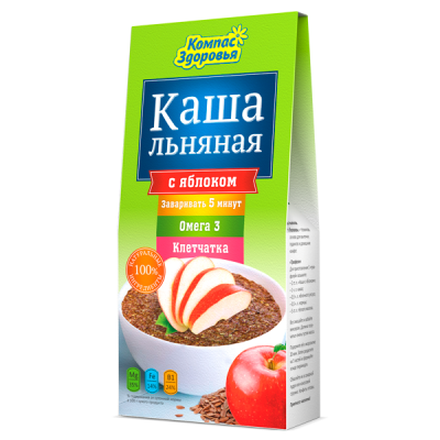 Каша Льняная с Яблоком 250 гр Компас Здоровья  от Экомаркет "Овсянка"